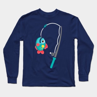 Emoji Fishing Rod Cute Funny Kids Men Women Gift Long Sleeve T-Shirt